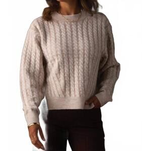 NEW THE NORMAL BRAND cable knit split side sweater in cream multi